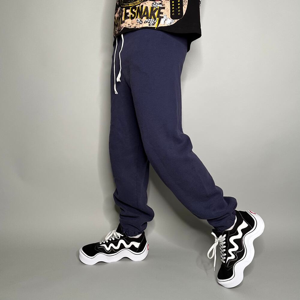 Vintage 90s Russell Sweatpants Mens L Faded Navy Blue Cotton Joggers Made in USA